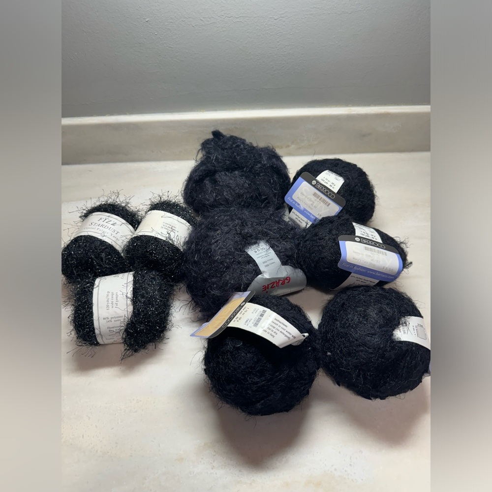 LOT OF 9! Vintage Berroco, Schoeller Stahl, & Straw Into Gold Yarns. Black